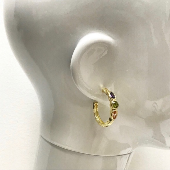 Byzantine Twist Matte Gold w/ Crystal Hoops, NWT-Boutique - Picture 3 of 9